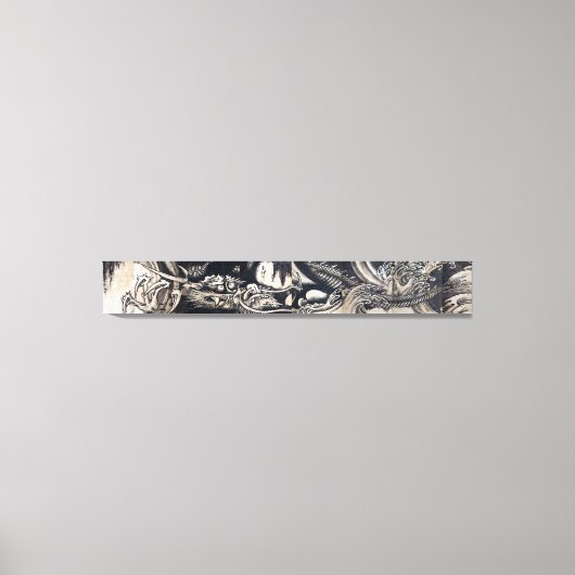 雲龍図,曾我蕭白ドラゴンと雲，墨絵 キャンバスプリント (正面)