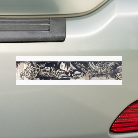 雲龍図,曾我蕭白ドラゴンと雲,墨絵 バンパーステッカー (車上)