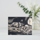 雲龍図,曾我蕭白ドラゴンと雲,墨絵 ポストカード (スタンド正面)