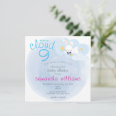 雲9いくつかのバニーブルーイースターボーイベビーシャワー 招待状 (スタンド正面)