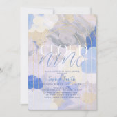 雲9ガウアッシュブ絵を描ラシックブライダルシャワー 招待状 (正面)