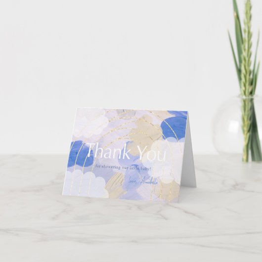 雲9ガッシュブ絵を描ラシックの赤ちゃんシャワー サンキューカード (正面)