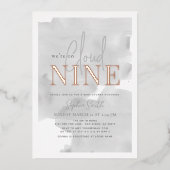 雲9グレースカイウォーターカラーベビーシャワー 箔招待状 (正面)