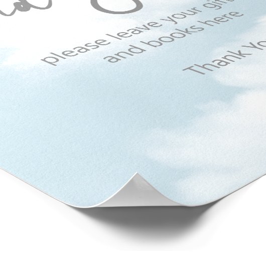 雲9パステルグレーの本とギフトテーブルのサイン ポスター (角)