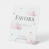 雲9ピンククラウド&スターズボーイベビーシャワーの好意 台座サイン (正面)