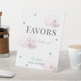 雲9ピンククラウド&スターズボーイベビーシャワーの好意 台座サイン