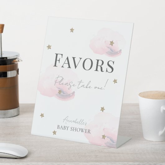 雲9ピンククラウド&スターズボーイベビーシャワーの好意 台座サイン (インサイチュ)