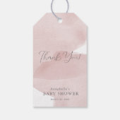 雲9ピンクスカイウォーター色ガールベビーシャワー ギフトタグ (裏面)
