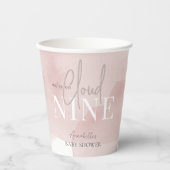 雲9ピンクスカイウォーター色ガールベビーシャワー 紙コップ (正面)