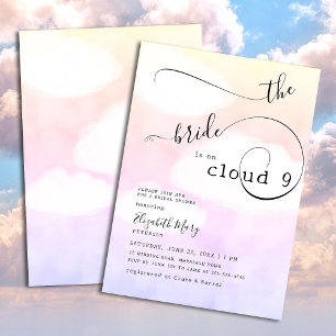 雲9ピンクスカイカリグラフィスワーズブライダルシャワー 招待状