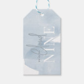 雲9ブルースカイ水彩少年の赤ちゃんシャワー ギフトタグ (正面)