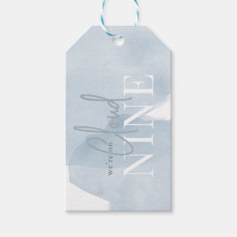 雲9ブルースカイ水彩少年の赤ちゃんシャワー ギフトタグ