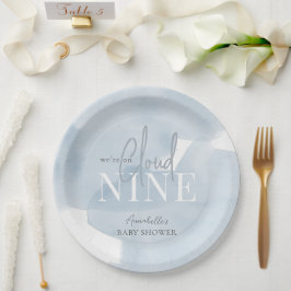 雲9ブルースカイ水彩少年の赤ちゃんシャワー ペーパープレート