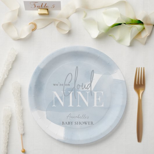 雲9ブルースカイ水彩少年の赤ちゃんシャワー ペーパープレート (ウェディング)