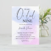 雲9書道ブルーピンク赤ちゃんシャワー 招待状 (スタンド正面)