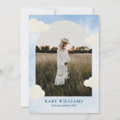 雲9水色の写真ベビーシャワー上にあった 招待状 (裏面)