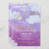 雲9赤ちゃんシャワー水の色の空と雲 招待状 (正面/裏面)