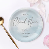 雲9赤ちゃんシャワー灰色ほこりっぽい青 ペーパープレート