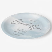 雲9赤ちゃんシャワー灰色ほこりっぽい青 ペーパープレート (アングル)