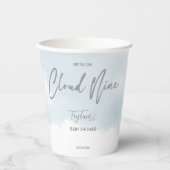 雲9赤ちゃんシャワー灰色ほこりっぽい青 紙コップ (正面)