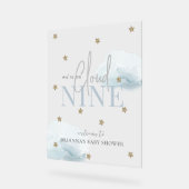 雲9金ゴールド星水彩ベビーシャワーへようこそ アクリルサイン (傾斜)