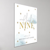 雲9金ゴールド星水彩ベビーシャワーへようこそ 箔ポスター (レイダウン)