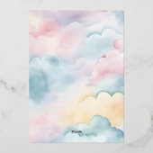 雲9金ゴールド星水色ベビーシャワー 箔招待状 (裏面)