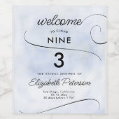 雲9青い渦巻き旋回ブライダルシャワーテーブル番号 ワインラベル (シングルラベル)