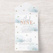 雲9青い雲の男の子の赤ちゃんシャワー箔 オールインワン招待状 (内側)