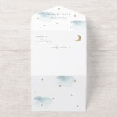 雲9青い雲の男の子の赤ちゃんシャワー箔 オールインワン招待状 (外側)