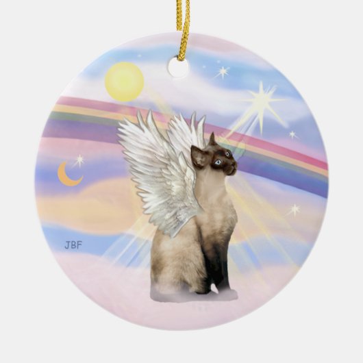 雲 – シャム猫エンジェル セラミックオーナメント (正面)