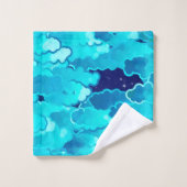 雲、日本の夕べスカイ、ターコイズ、藍 バスタオルセット (ウォッシュタオル)