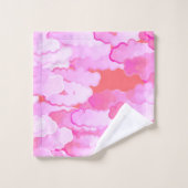 雲、日本の夜明け、オーキッドピンクとサンゴ バスタオルセット (ウォッシュタオル)