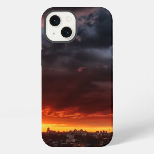 雲、日没および赤 iPhoneケース (裏面)