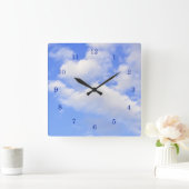 雲-柱時計からのハート スクエア壁時計 (ホーム)