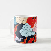 雲、炎:黒いヴィンテージパターン。 コーヒーマグカップ (正面左)