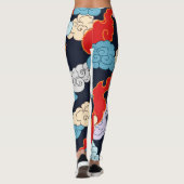 雲、炎：黒いヴィンテージパターン。 レギンス (裏面)