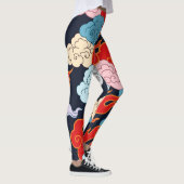 雲、炎：黒いヴィンテージパターン。 レギンス (右)