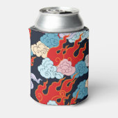 雲、炎：黒いヴィンテージパターン。 缶クーラー (缶裏面)