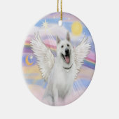 雲 – 白いドイツの羊飼い セラミックオーナメント (右)