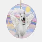 雲 – 白いドイツの羊飼い セラミックオーナメント (左)