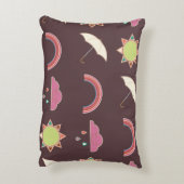 雲、雨、太陽、傘のパターン。 アクセントクッション (裏面(縦))