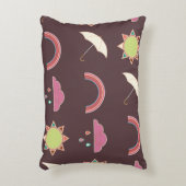 雲、雨、太陽、傘のパターン。 アクセントクッション (正面(垂直))