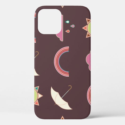 雲、雨、太陽、傘のパターン。 Case-Mate iPhoneケース (裏面)