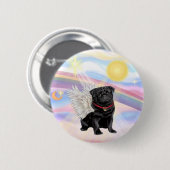 雲 – 黒いPug Angel 缶バッジ (正面&裏面)