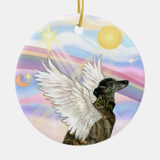 雲 – Brindle Greyhound セラミックオーナメント (正面)