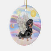 雲 – Dachshund Angel （黒/タン） セラミックオーナメント (右)