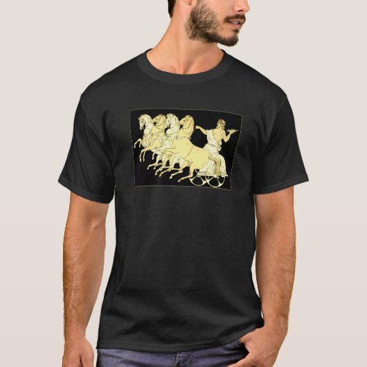 雷と馬と共に戦車に乗るゼウス Tシャツ (正面)