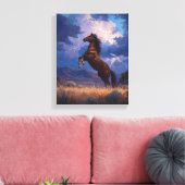 雷に打たれたたてがみが輝く馬の絵画 キャンバスプリント (インサイチュ (リビング))