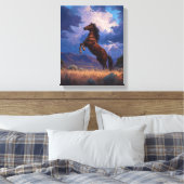 雷に打たれたたてがみが輝く馬の絵画 キャンバスプリント (インサイチュ (寝室))